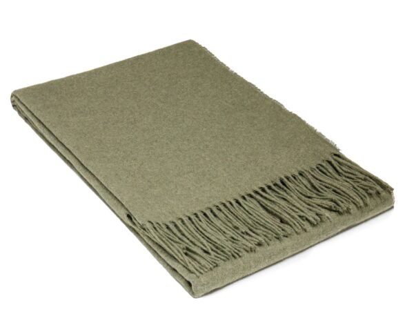 Fanno-Merino Wool Blend Throw Blanket for Home Decor Soft Warm Olive Color