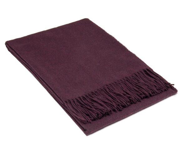 Fanno-Merino Wool Blend Throw Blanket for Home Decor Soft Warm Elegant Plum