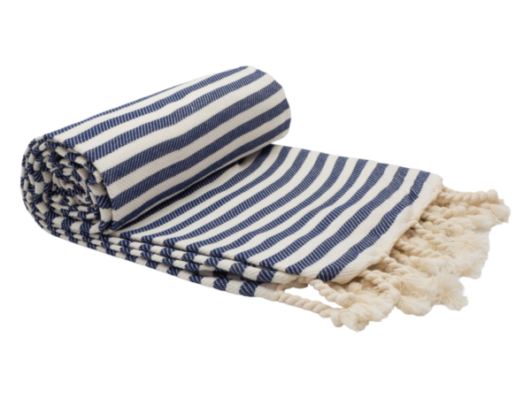 Fanno-Turkish Cotton Beach Towel Quick Drying Compact Soft for Beach Trips Navy