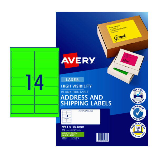 Fanno-Laser Labels Green Compatible with L7163FG Pack of 25 for Office and Home Use