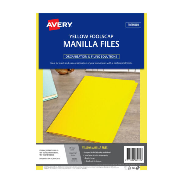 Fanno-Manilla Folders Yellow Foolscap Pack of 20 Durable for Projects and Archiving