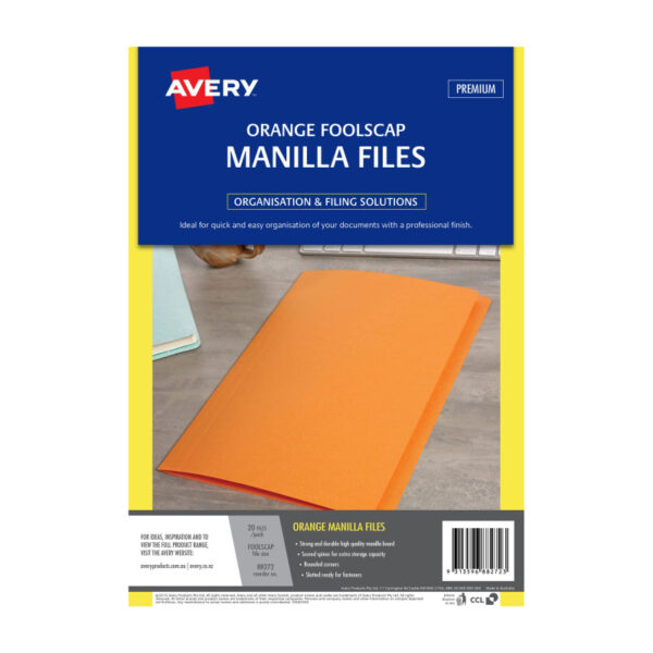 Fanno-Manilla Folders Orange Foolscap Pack of 20 Durable for Projects and Archiving