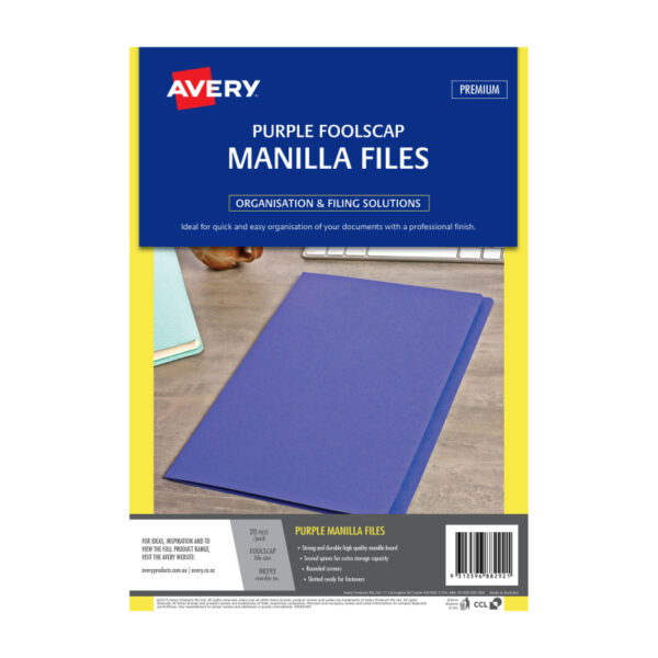 Fanno-Manilla Folders Purple Foolscap Pack of 20 Durable for Projects and Archiving