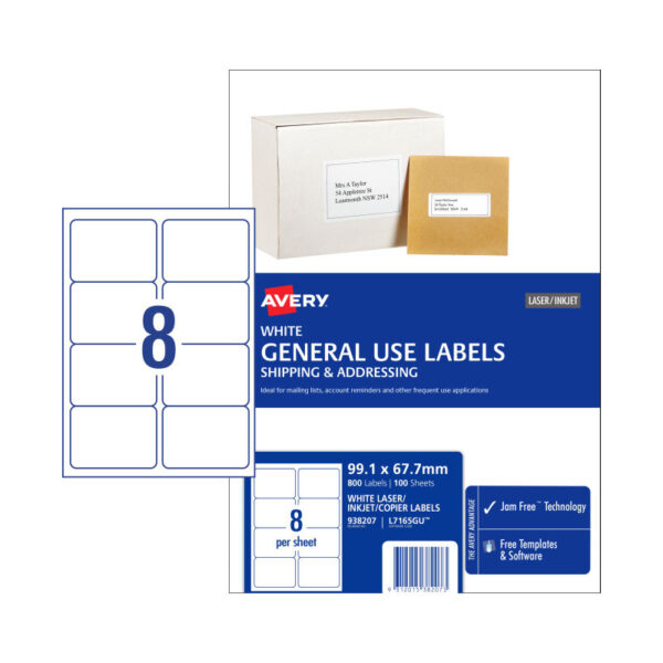 Fanno-Compatible  Gen Label L7165GU 8Up 100 Sheets for Printing and Labeling