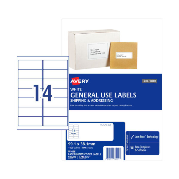 Fanno-Compatible  Gen Label L7163GU 14 Up Box of 100 for Organizing and Labeling