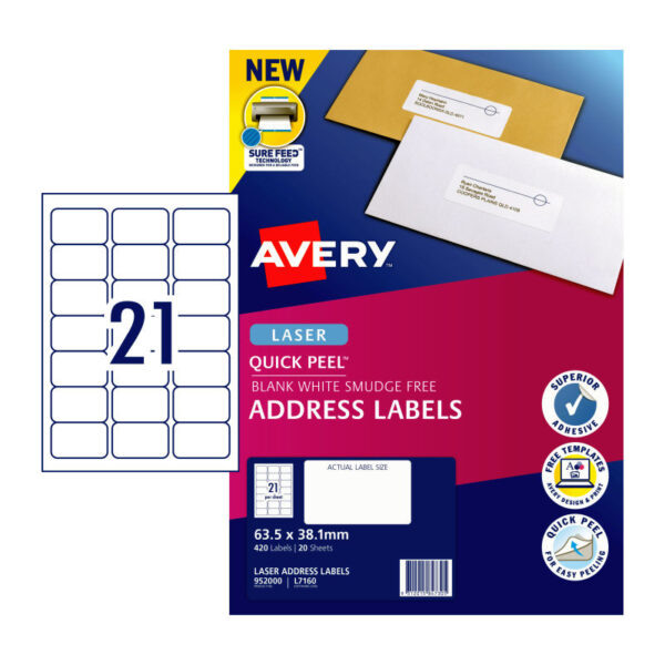 Fanno-Laser Labels Compatible with L7160 21 Up Pack of 20 for Easy Printing