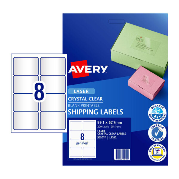 Fanno-Clear Laser Labels Compatible with  L7565 8Up Pack of 25 for Printing