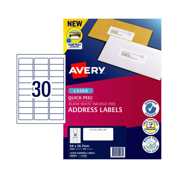 Fanno-Laser Labels 30 Up Pack of 100 for Inkjet and Laser Printers