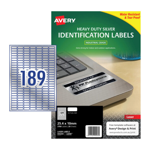 Fanno-Compatible  Laser Labels Silver L6008 189 Up Pack of 20 for Printing