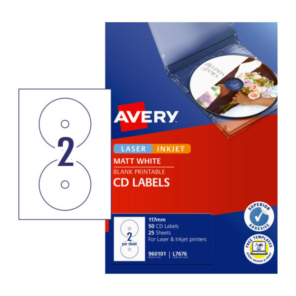 Fanno-Lip Labels for CD DVD Compatible with L7676 Pack of 50