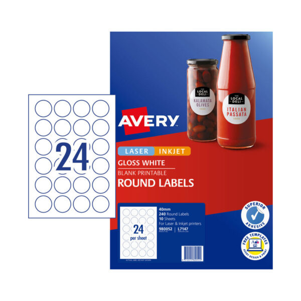 Fanno-Label Glossy Round 40mm Pack of 240 for Office and Home Use