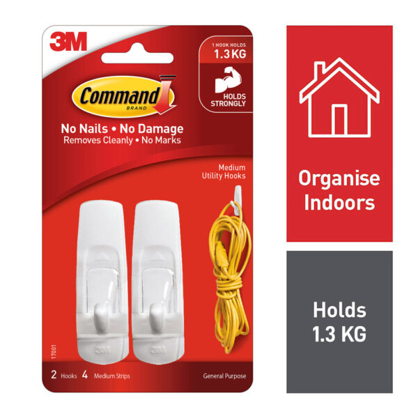 Fanno-Medium Command Hooks Pack of 2 for Home Organization and Wall Storage Solutions