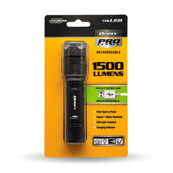 Fanno-1500 Lumens USB Rechargeable Flashlight with 4 Modes and LED Charge Indicator