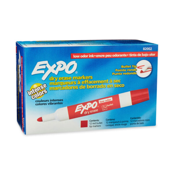 Fanno-Dry Erase Whiteboard Markers  Tip Red Box of 12 Low Odor Non-Toxic