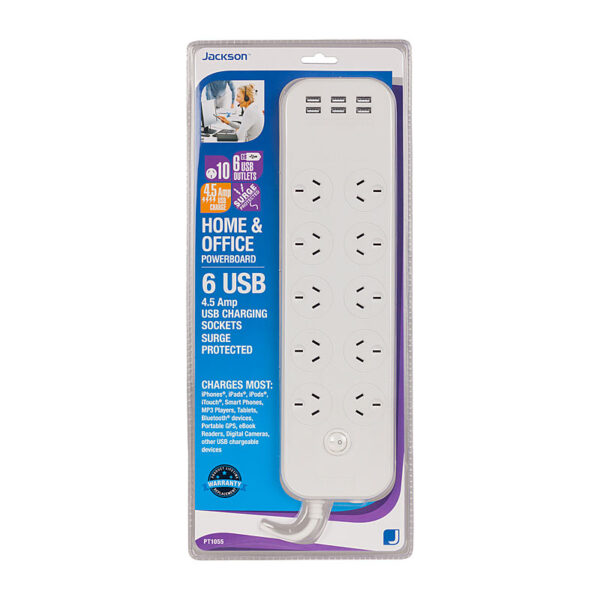 Fanno-Compatible 10 Way Power Board with 6 USB Ports for Home and Office Use