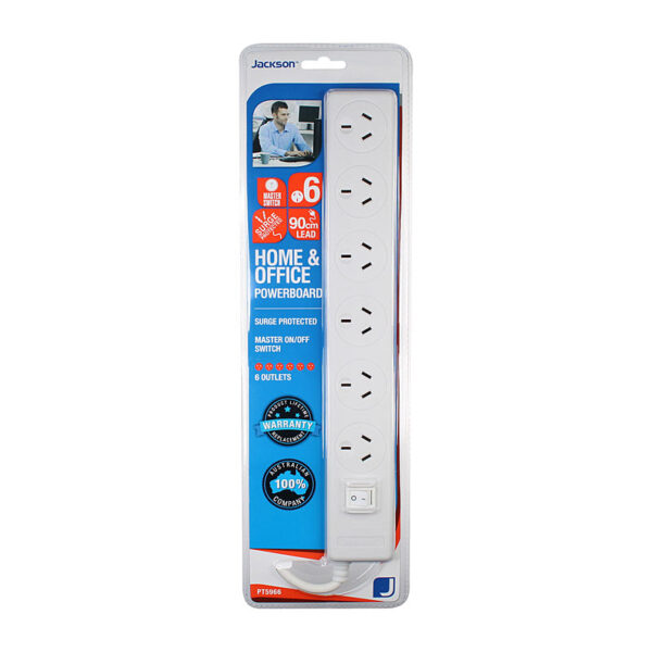 Fanno-6 Way Powerboard 90cm Surge Protector with USB Ports and Overload Protection