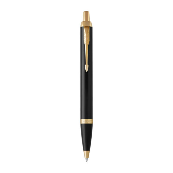 Fanno-IM Black Gold Trim Ballpoint Pen Medium Blue Ink for Writing and Gifts