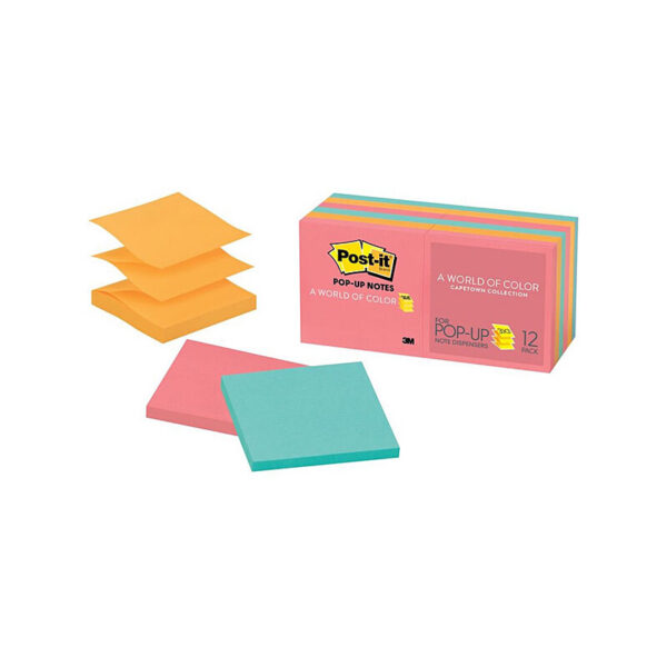 Fanno-Notes Pop Up Cape Town Assorted Colors Pack of 6 Sticky Notes