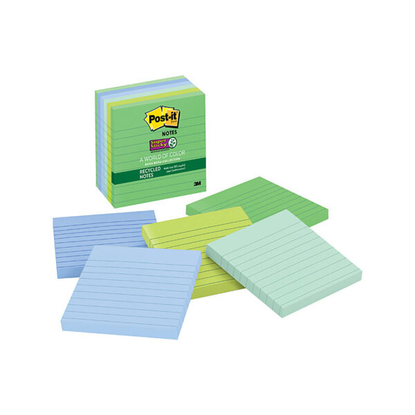 Fanno-Notes Super Sticky Bora Bora Assorted 98x98mm Pack of 6 Sticky Notes