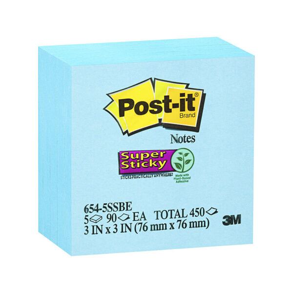 Fanno-Sticky Notes Electric Blue 75x75mm Box of 4  Note Pads