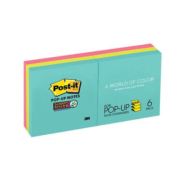 Fanno-Note Pop-Up 73x73mm Miami Color Pack of 6 Sticky Notes for Office Use