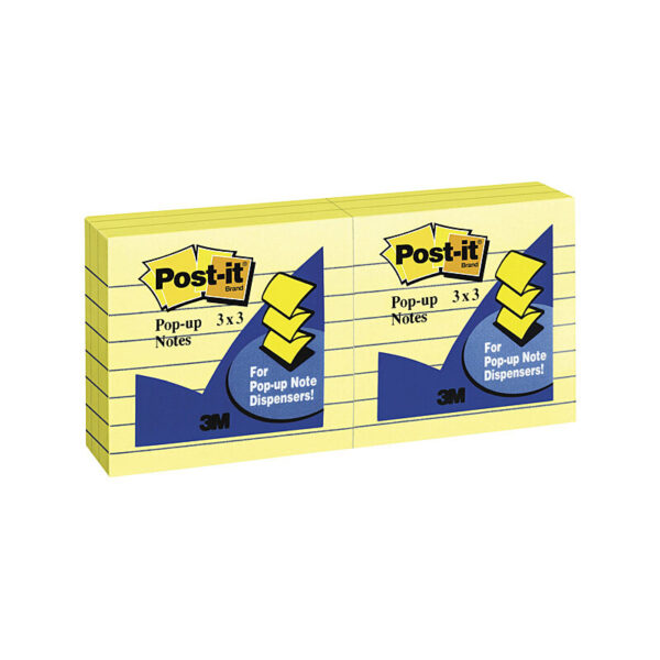 Fanno-Yellow Lined Notes 73x73mm Pack of 6 Sticky Notes for Office Use