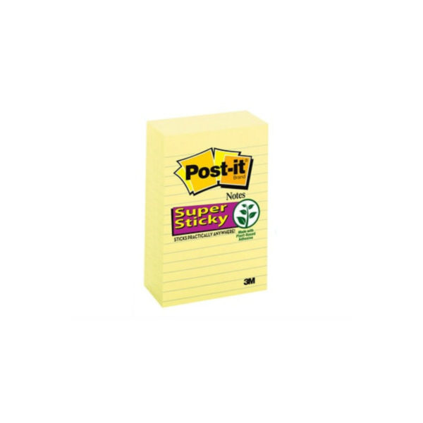 Fanno-Super Sticky Lined Yellow  Notes Pack of 5 for Easy Note Taking