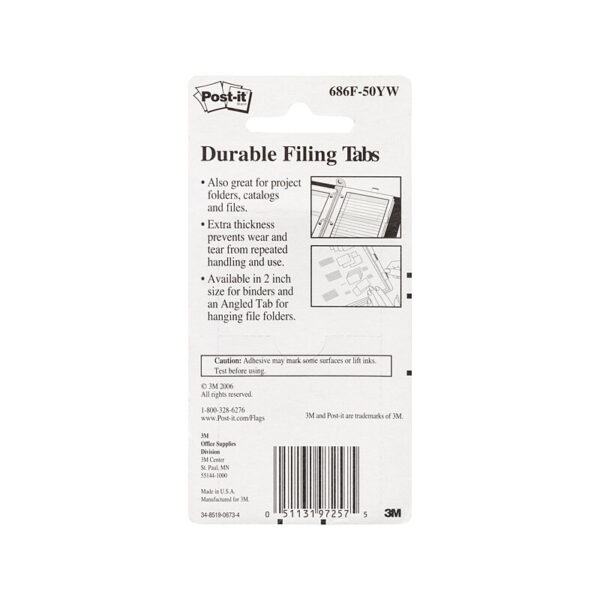 Fanno-Durable Filing Tabs Yellow Pack of 2 for Organizing Documents and Files