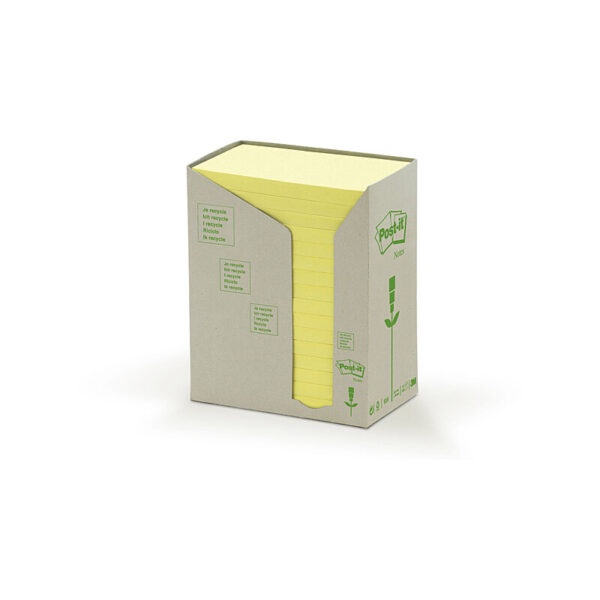 Fanno-Notes 100% Recycled Yellow 76x127mm Pack of 16 Sticky Notes