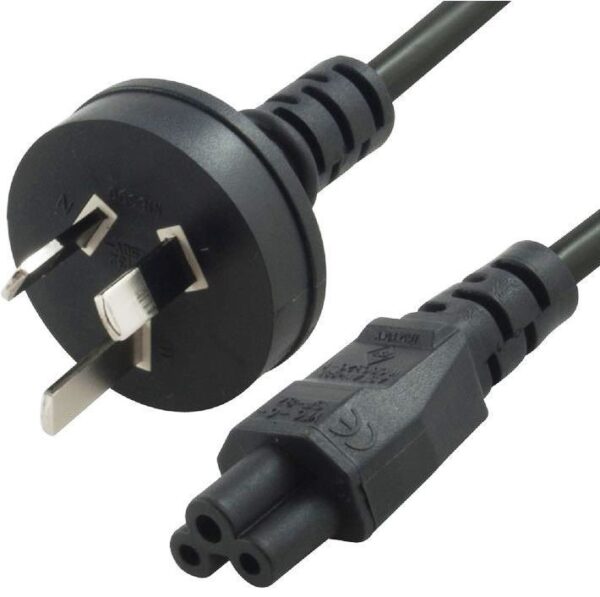 Fanno-Light Duty Power Cable 2m 3-Pin to Cloverleaf Plug for Notebook Laptop AC Adapter