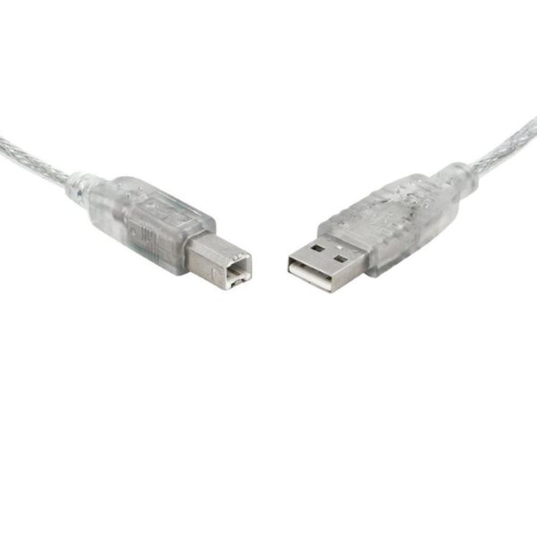 Fanno-USB 2.0 A to B Cable 50cm Transparent Metal Sheath UL Approved for Devices