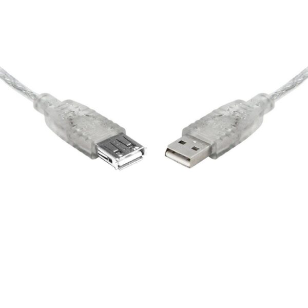 Fanno-USB 2.0 Extension Cable 2m A to A Male Female Transparent Metal Sheath