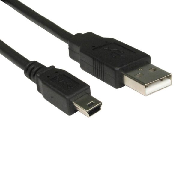 Fanno-USB 2.0 Extension Cable 1m A Male to Mini B Black Compatible with Devices