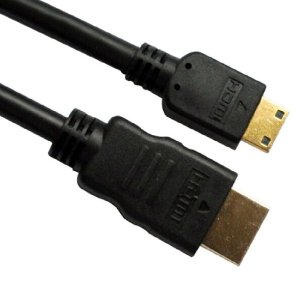 Fanno-HDMI to Mini HDMI Cable 2m 1.4v 19 Pins A Male to Mini C Male Gold Plated Black