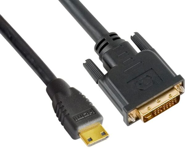 Fanno-Mini HDMI to DVI Cable 60cm Male to Male Gold Plated 30AWG Black PVC Jacket