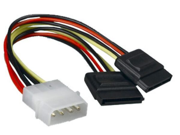 Fanno-Compatible Internal Power to SATA Molex Cable 4 Pins to 2x 15 Pins 18AWG