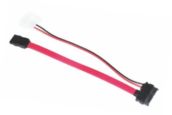 Fanno-Slim SATA Cable 50cm 10cm 6 pins 7 pins to 4 pins Red Color for Data Transfer