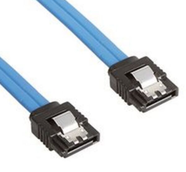 Fanno-SATA 3.0 Data Cable 30cm Male to Male 180 Degree with Metal Lock 26AWG Blue