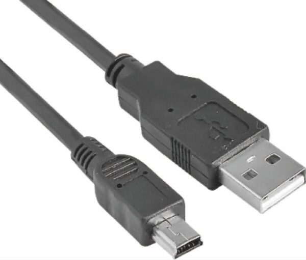 Fanno-USB 2.0 Cable 1m Type A Male to Mini B 5 Pins Black Compatible with Devices