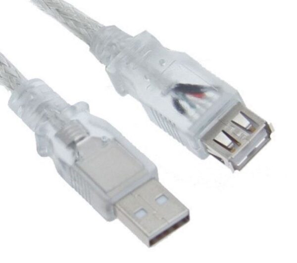 Fanno-USB 2.0 Extension Cable 5m Type A Male to Female Transparent Compatible Devices