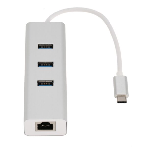 Fanno-USB 3.1 Type C to LAN USB 3.0 Hub Gigabit RJ45 Ethernet Adapter 15cm