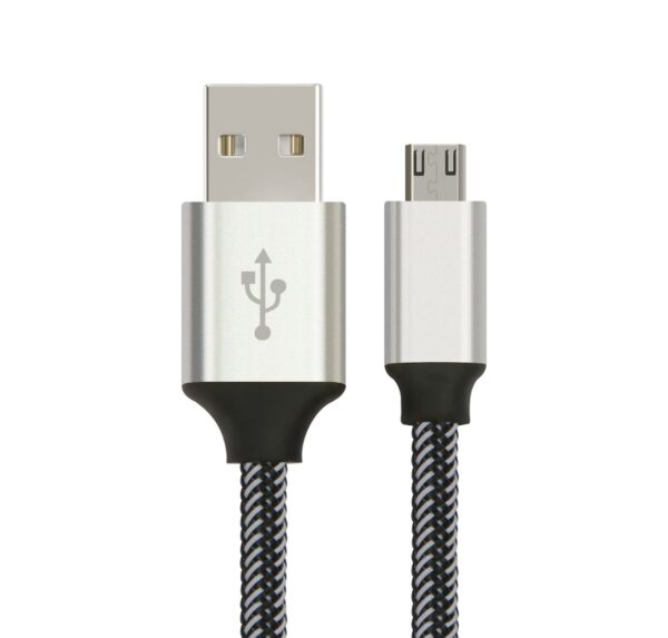 Fanno-Micro USB Data Sync Charger Cable 1m Silver White for Android Phones Tablets