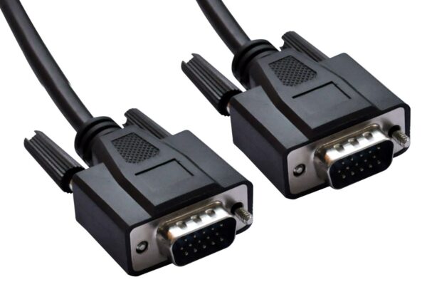 Fanno-VGA Cable 2m Male to Male 15 Pins for Monitor PC Molded Black Compatible Devices