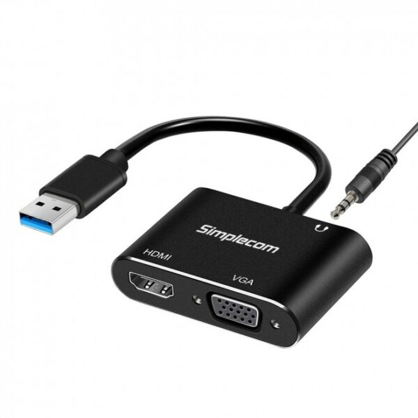 Fanno-USB to HDMI VGA Adapter for PC Full HD 1080p Dual Display with Audio Output