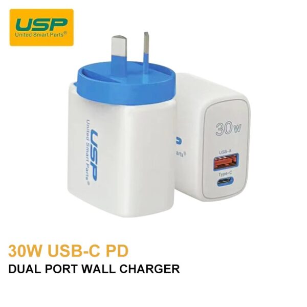 Fanno-30W Dual Port USB-A USB-C PD Fast Wall Charger for iPhone iPad MacBook Pro