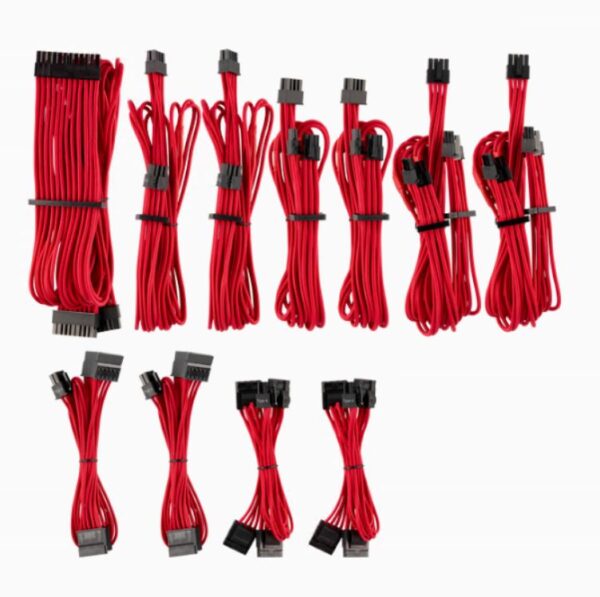 Fanno-Premium Individually Sleeved PSU Cable Kit Type 4 for  Power Supply Red