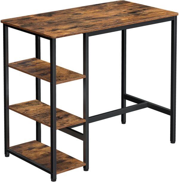 Fanno-Dining Table with 3 Shelves Industrial  Steel Structure Rustic Brown 109x60 cm