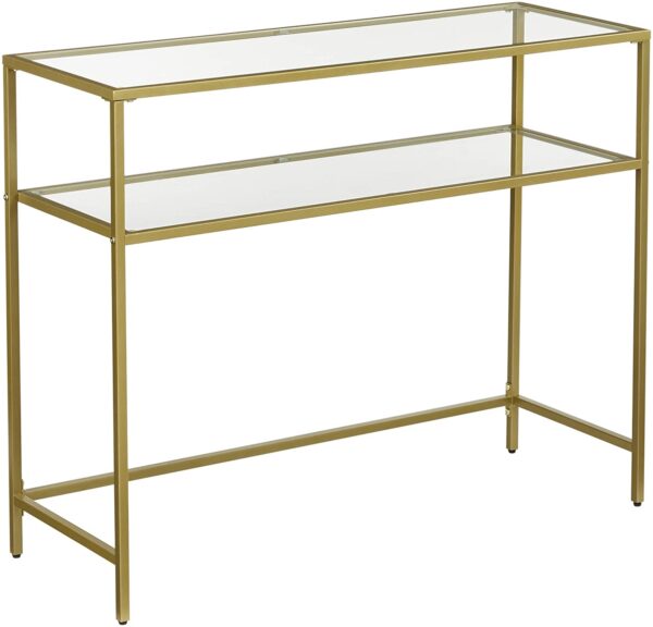 Fanno-Console Table with Metal Frame and 2 Tempered Glass Shelves Adjustable Feet