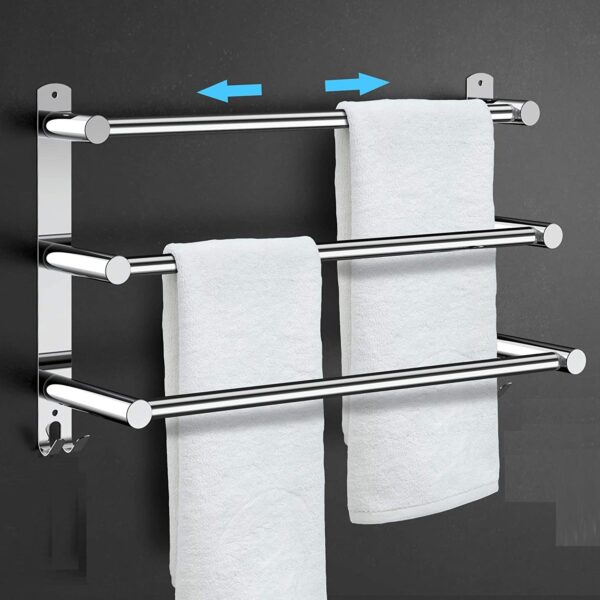 Fanno-Adjustable 45-75 cm Towel Bar for Bathroom Kitchen Stainless Steel Three Bars