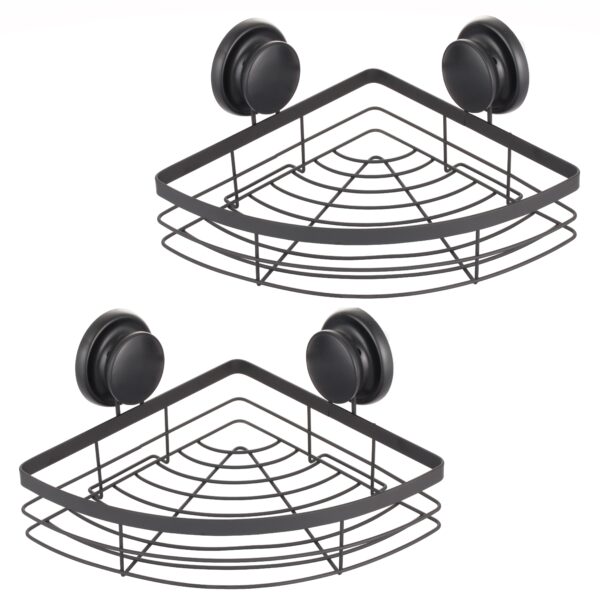 Fanno-2 Pack Corner Shower Caddy Shelf with Suction Cup No Drilling for Bathroom Kitchen